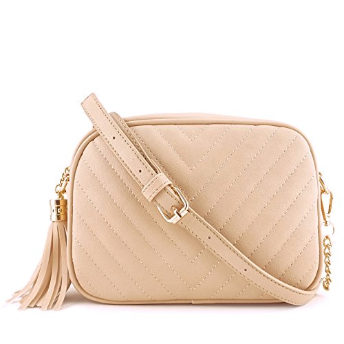 Image of Simple Shoulder Crossbody Bag With Metal Chain Strap And Tassel Top Zipper