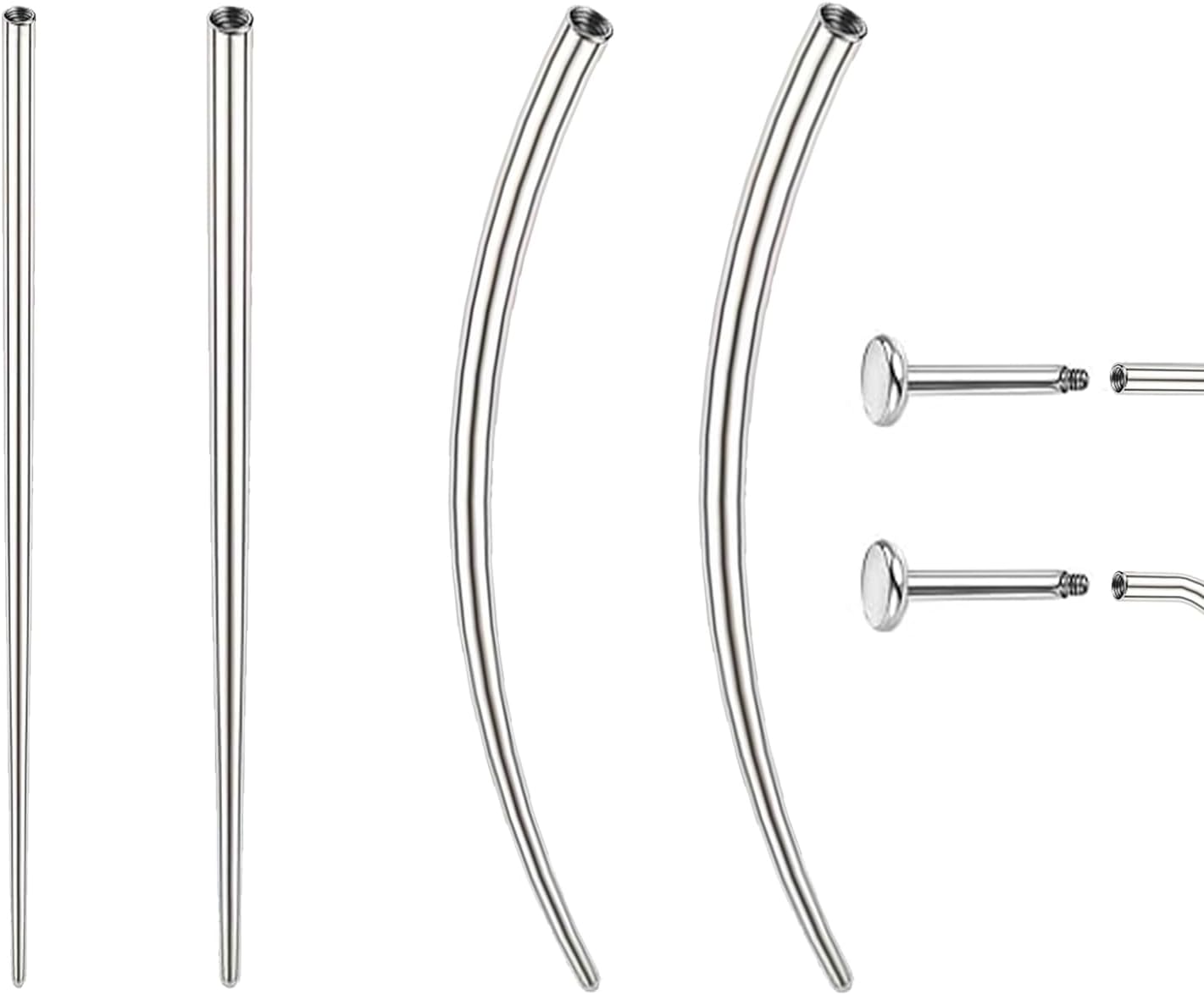 14G 16G 18G 20G Piercing Taper Piercing Ball Grabber Tool Stainless Steel Flat Back Earring Applicator Tool Threadless Insertion Pin Curved Body Piercing Kit for Ear/Nose/Navel/Lip/Eyebrow