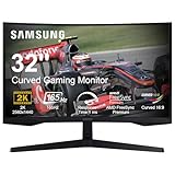 SAMSUNG 32'' Odyssey G50A Gaming Monitor, QHD (2560 x 1440) 1Ms 165Hz Curved Monitor, AMD FreeSync Premium, Realistic HDR, 1 x DP 1.4, HDMI 2.0, Black