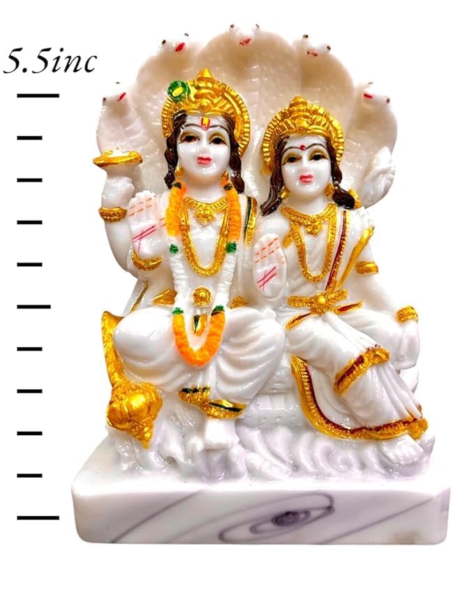 Image of Exquisite Laxmi Narayan Marble Murti - Handcrafted Spiritual Idol for Home Temple, Vastu, and Divine Blessings.