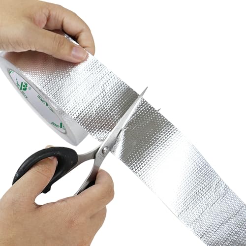 BOMEI PACK Netzverstärkt Aluminium Klebeban 50mm x 20 m, selbstklebendes Alu-Klebeband-Aluband, Wasserdichtes- und hitzebeständiges Band zum Versiegeln, Reparieren und Isolieren