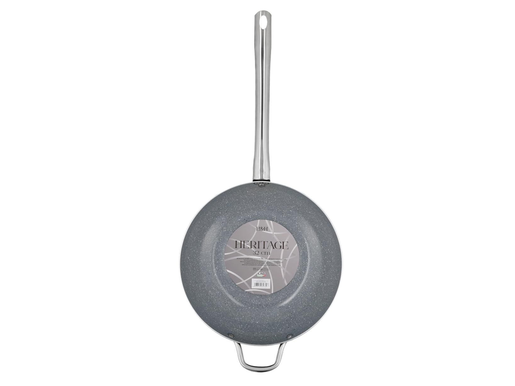 H&H Wok Heritage 32 cm – Alluminio con Rivestimento Antiaderente in Ceramica – Adatto a Tutti i Piani Cottura, Incluso Induzione – Manico Ergonomico
