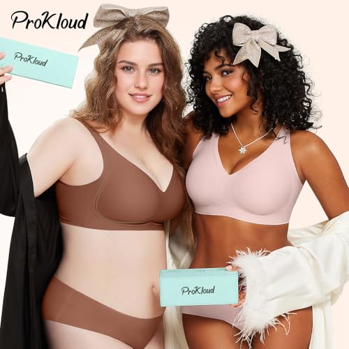 Image of ProKloud WirelessTriangle Bralettes for Women Plunge Unlined Unpadded Bras | No Underwire Comfortable Everyday Tshirt Bra,Hook and Eye Closure