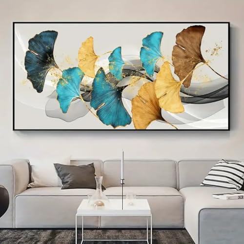 Art moderne de salon avec ces impressions d'art de feuilles colorées 40x80cm