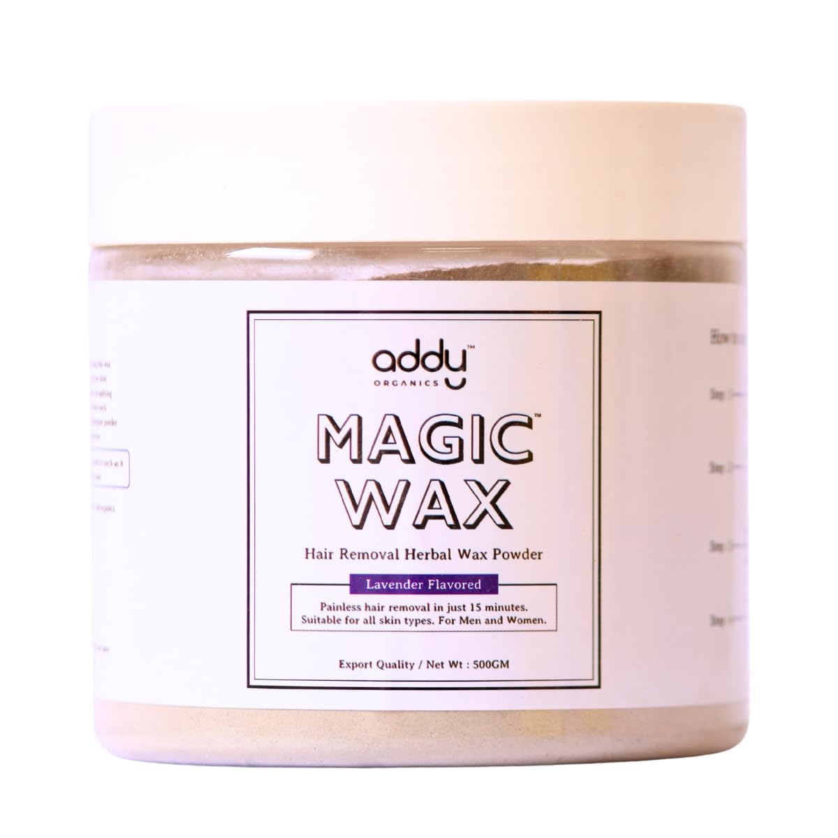 Addy Organics Women Herbal Wax Powder for Hair Removal - Instant & Painless Magic Ayurvedic Wax for Men & Women, All Hair Types & Skin Areas (Hands, Legs, Underarms & Bikini Line) - Lavender Scent - 500g-image-34