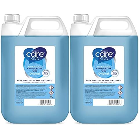 Carekind 70% Hand Sanitiser Gel 5 Litre - Original Fragrance - Antibacterial Hand sanitizer gel made with Medical Grade Alcohol, Kills Viruses & 99.999% of bacteria. Bulk 5ltr refill (Pack of 2) Cover