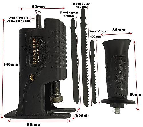 Image of Inditrust Electric Drill Modified Reciprocating Saw Attachment - Portable Saber /Jig Saw Converter with Cordless Adapter Set | Wood & Metal Cutting Tool