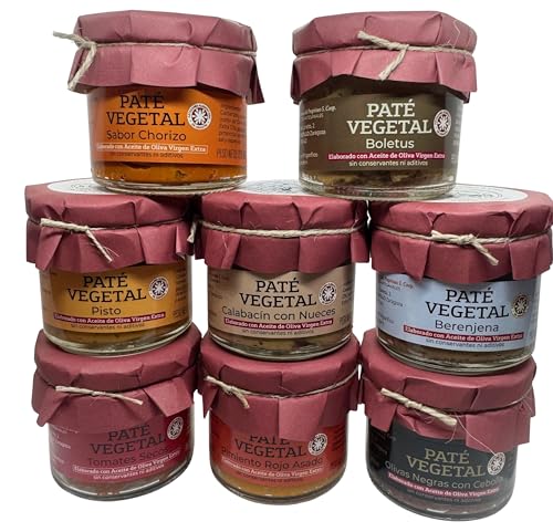 Pack Degustación Patés Vegetales Artesanos Gourmet.(Opción de 4, 6 y 8 botes) 100% Natural y vegano. Elaborado con Aceite de Oliva Virgen Extra, Sin Conservantes ni Aditivos. (Pack de 8 botes)