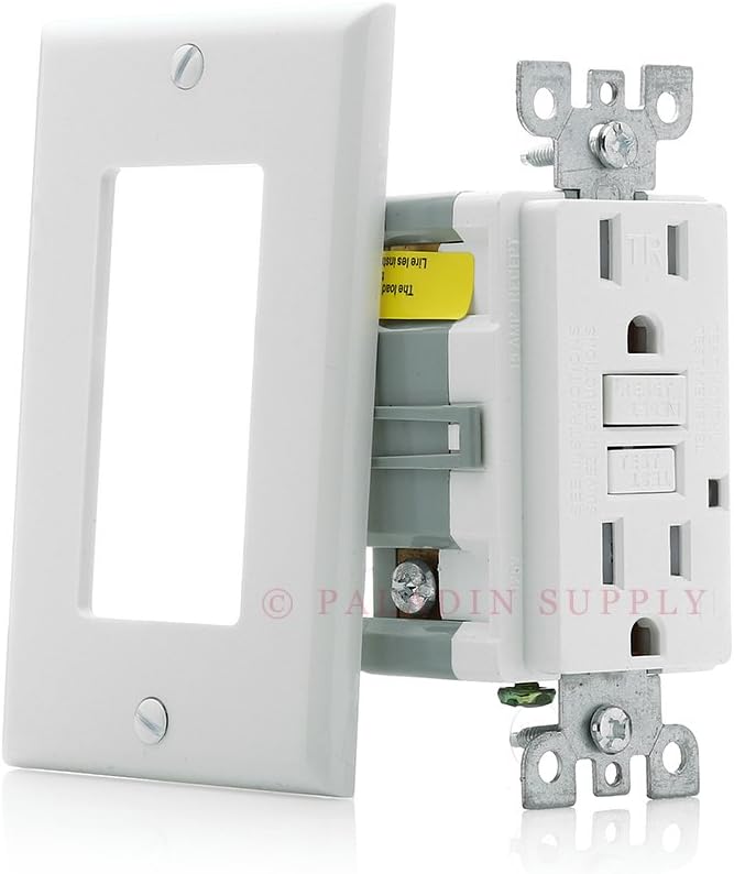 Paladin 15A Tamper Resistant GFCI GFI Receptacle Outlet w/ Wallplate & LED Indicator - UL Certified, White, 15 Amp 125v (1 Pack)