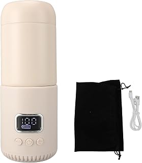Portable Bottle Warmer, Travel Electric Kettle Cordless 18000mah Rechargeable 400ML 55°C Fast Heating Travel Hot Water Boiler for Milk