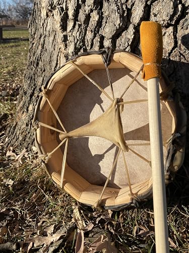 Handmade Deer Hide Frame Drum – Cedar Wood Hand Drum for Meditation, Sound Healing, and Music (10"), By World Wide Drums