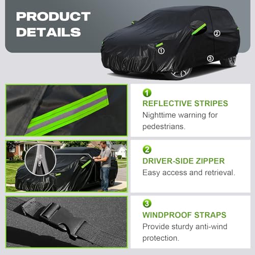 Image of Kaugung Car Cover Custom Fit for Mini Countryman (2010-2026), 7 Layers Waterproof All Weather for Automobiles Full Exterior Cover Rain Sun Snow Protector with Door Zipper. Black