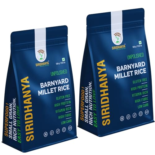 Image of Siridhanya unpolished whole grains Barnyard Millet | Gluten-Free, High plant based Protein & Fibre-Rich Superfood - Low GI, Vitamin-Packed Healthy Rice Alternative | Natural Grain for healthy life (500 g x 2 Pack)