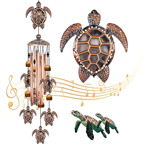 Image of Turtle Wind Chimes for Outside, Sea Turtle Gifts for Women, Turtle Decor