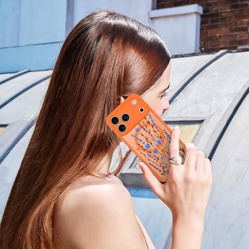 OOK Case Made for iPhone 17 Pro 6.3 Inch (Compatible with MagSafe) Blue Floral Flowers Translucent Orange Phone Cover Soft TPU + Hard PC Anti-Scratch Shockproof Magnetic Case for Women by OOK - Image 6
