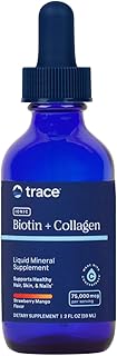 Trace Minerals Ionic Biotin + Collagen - Skin Supplement for Healthy Hair & Strong Nails - Liquid Biotin & Collagen - Supports Mineral Balance - Strawberry Mango Flavor - 2 fl oz (29 Servings)