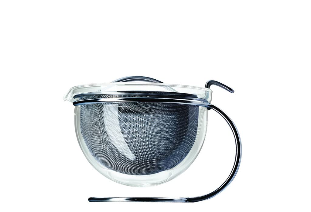 Pott Mono Filio Portionsteekanne, 0.6 L Silver Chrome-Nickel Stainless Steel and Glass Teapot