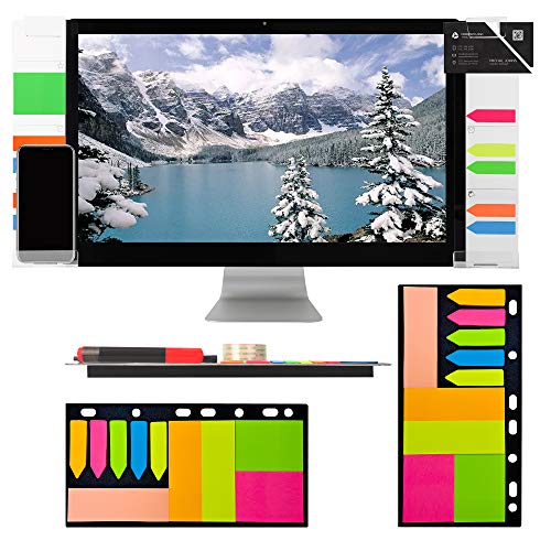 Computer Monitor Memo Board Holder - Acrylic Memo Board Sticky Note Organizer - Monitor Side Panel Memo - Computer Monitor Accessories for Office with Phone Holders