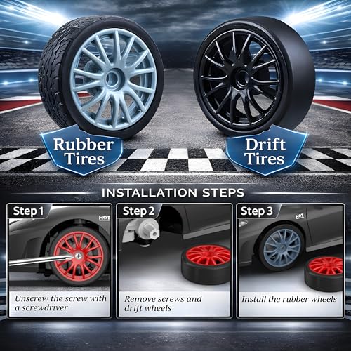 Image of Remote Control Car RC Drift Car 2.4GHz 1:24 Scale 4WD 15KM /H High Speed Model Vehicle with LED Lights Drifting Tire Racing Sport Toy Car for Adults Boys Girls Kids Gift 2Pcs