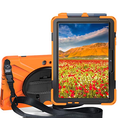 Sfulatdc Compatible with Surface Go Case,Shockproof Heavy Duty Rugged Full Body Cover with Strap and Kickstand for Microsoft Surface Go 4/3/2/1 Orange