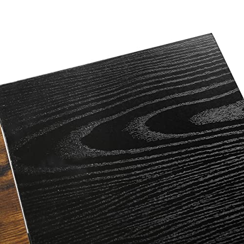 FurnitureR - Escritorio para habitación Infantil, 120 x 60 cm, Bandeja Bicolor, Retro, marrón y Negro, 2 estantes Laterales, Ajuste de Altura, Estructura de Metal, Grandes Espacios de Almacenamiento - imagen 7