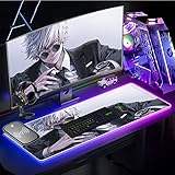 Mouse Pads Anime Cool Boys Uniforms RGB Mouse Mat Anime Satoru Gojo Large Led Gaming Illumination Mo