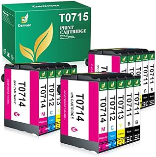 Denvoer T0715 XL Replacement Ink Cartridges for Epson T0711 T0712 T0713 T0714 Multipack Compatible for Epson Stylus SX200 SX210 SX215 SX218 SX400 SX415 SX515W DX4000 DX7400 DX8450 BX300F (15 Pack)