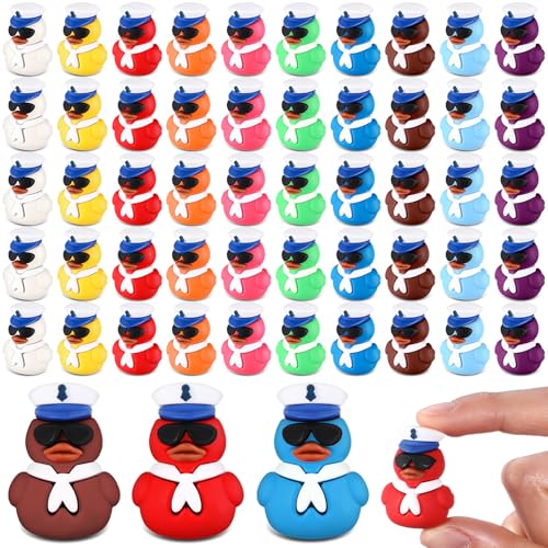 Image of Gejoy 50 Pcs Mini Sailing Rubber Ducks Sailor Captain Figurines Bulk Small Assorted Ships Captain Rubber Ducks for Birthday Gifts Party Exchanging Favors Holiday Decor Hunting