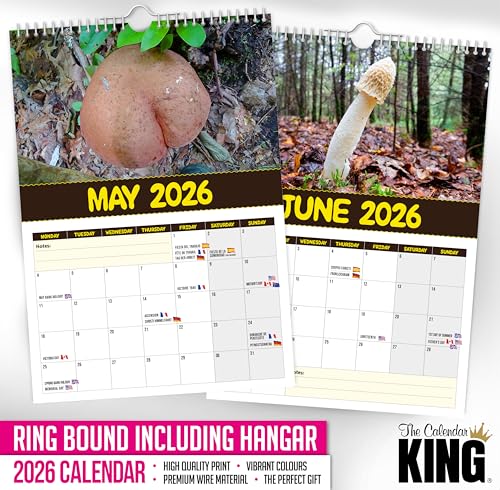 The Calendar King // World's Greatest Mushrooms - 2026 Wall Calendar - Funny/Quirky/Christmas/Birthday/Gift Idea/Present/Novelty/Humour/Secret Santa/Year Planner (Full Colour, A3 Size) - Image 3