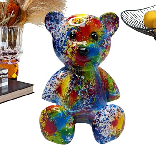 Estatua de escritorio | Figura de resina de oso sentado – Miniatura decorativa para casa moderna – Escritorio, entradas, bibliotecas, dormitorio, jardín, salón, dormitorio