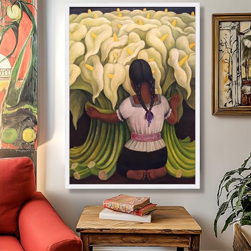 Tableau classique jeune fille aux arums 80x120 cm | Affiche nature morte florale
