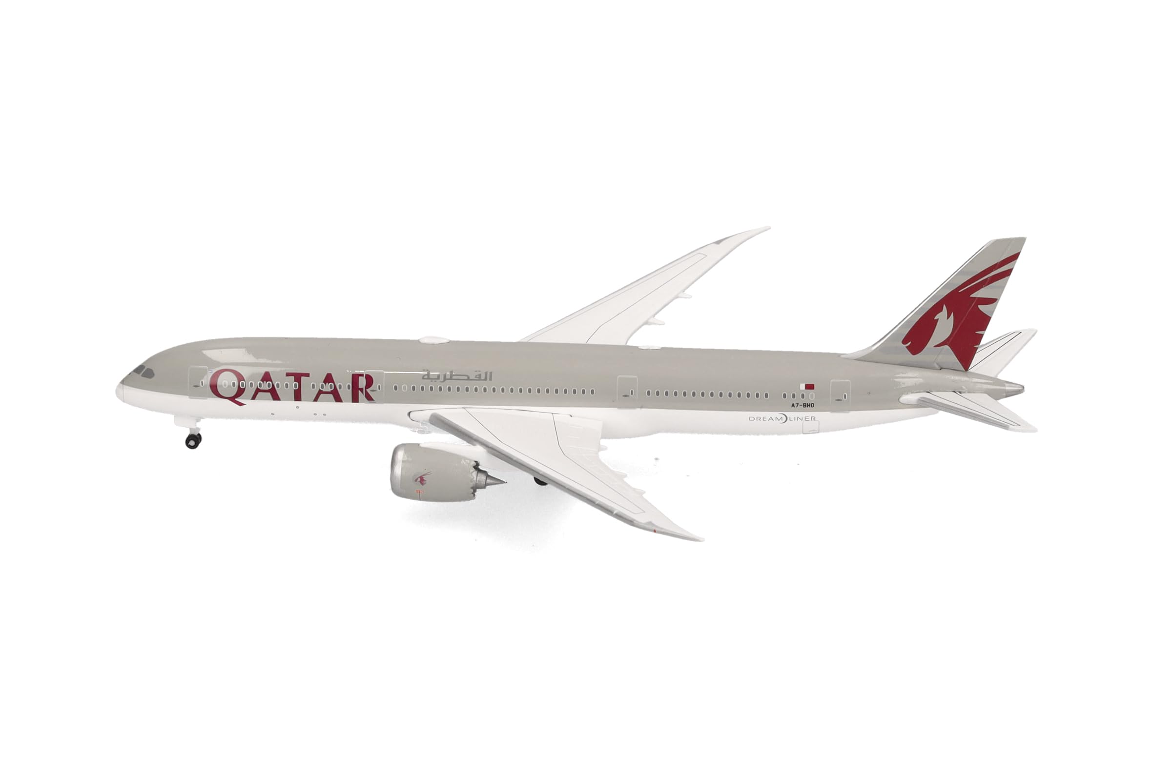 Herpa Modellflugzeug Qatar Airways Boeing 787-9 Dreamliner - A7-BHO, Miniatur im Maßstab 1:500, Sammlerstück, Flugzeug Modell ohne Standfuß, Metall