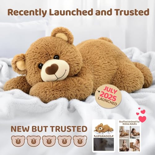 Image of Mewaii Weighted Stuffed Animals for Adults & Kids, 2-5 lbs - 23 inch Heatable Coolable Bear Plush, Microwavable Adjustable Removable Inner Pad, Realistic Hug Comfort Gift (Brown)