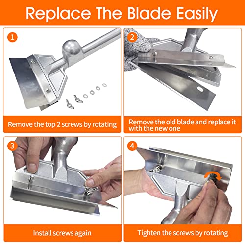 Griplus Grill Scrapers With Replacement Blades And Small Slant Edge Grill Scraper,Heavy Duty Casting Commercial Griddle Scraper For Restaurants, Bars, Diners, Outdoor Grill Cleaning #TOP2