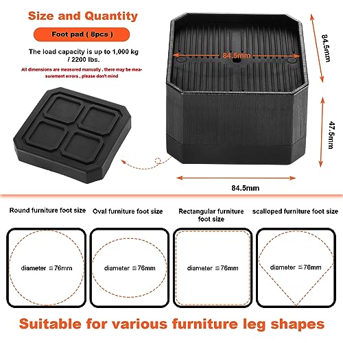 Moendergo Rialzo per mobili, 8 pezzi, rialzo per