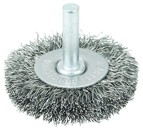 Image of Weiler 17956 2 inch Stem-Mounted Crimped Wire Radial Wheel, .0118 inch Steel Fill, 1 /4 inch Stem, Made in The USA (Pack of 10)