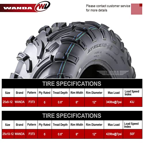 Image of WANDA Set4 ATV /UTV Tires 25x8-12 Front & 25x10-12 Rear 6PR P373-10243 /10244
