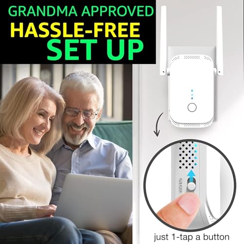 Image of WiFi Extender Signal Booster for Whole Home, Long Range up to 10,000 Sq.Ft, Plug-in Internet Booster with Ethernet Port, 1-Button Setup, Works with Any Router, Wireless Repeater, Stop Buffering