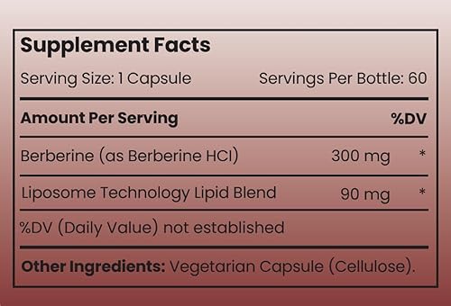 Miniatura 8 de Rho Nutrition Cápsulas de Berberina Liposomal - Suplemento de Ultra Alta Absorción – Apoya la Función Inmune, Salud Intestinal y Salud Metabólica y