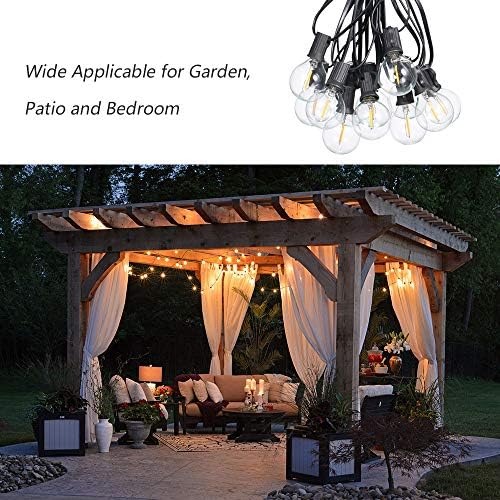 Outdoor String Lights Mains Powered 39FT G40 Bulbs Garden Hanging Festoon Lights,Tomshin-e IP45 Waterproof Indoor Outdoor Terrace Patio Outside Decoration Lights (25 Bulbs+ 3 Spare Bulbs)