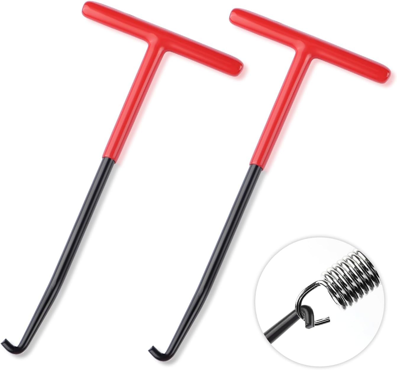2PCS Motorcycle Exhaust Spring Puller Tool,T Handle Exhaust Hanger Removal Tool for Exhaust,Seat,Tank Retainers,Side Bracket Springs Removal & Installation,Universal Motorcycle Accessories