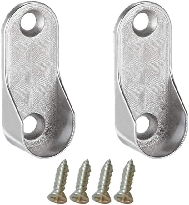 TOPBATHY 6Pcs Oval Closet Rod End Supports Furniture Hardware Accessories Wardrobe Tube Support Bracket Clothes Hanging Holder (2Pcs and 4Pcs Screws)