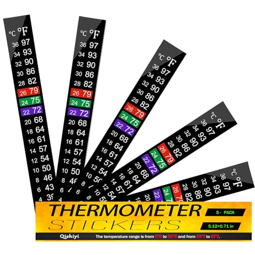 Qishiyi 5PCS Aquarium Thermometer Strips,Fish Tank Thermometer Adhesive Sticker for Brewing...