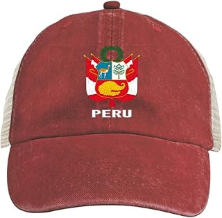 Baseball Cap for Men Women Coat of Arms of Peru Flag Peruvian Emblem Mesh Hat