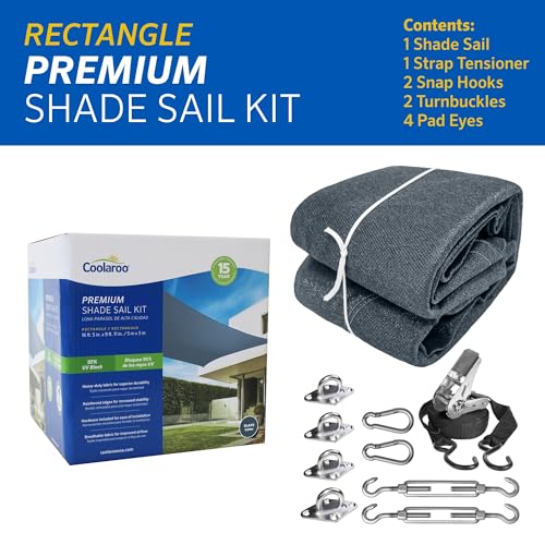 Coolaroo Premium Shade Sail Kit - 95% UV Block Commercial-Grade Luxe Matte Finish Sun Shade with Stainless Steel Hardware for Permanent Outdoor Covearage, 16ft 5in x 9ft 11in Rectangle, Slate by Coolaroo - Image 4
