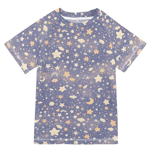 Cartoon Cute Stars Purple Girls Bathing Suit UV Protection Active Shirts Swimwear Beach Tops 3T