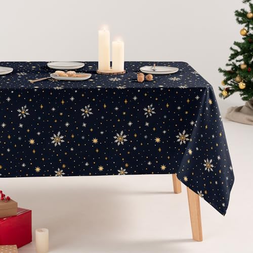 GAMUSI Tischdecke, schmutzabweisend, Weihnachten, Sterne, Baumwolle,...