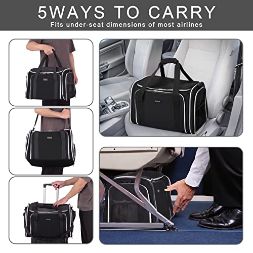 BAGLHER Cat Carrier Bag, Airline Approved Pet Carrier Soft Side Pet Travel 5 Sides Open Doors 3 Sides Expandable Foldable Dog Carrier with Fleece Pad - Image 6