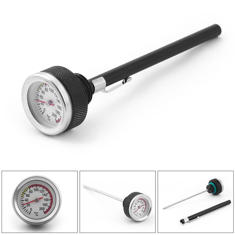 Öltemperaturmesser 35 mm 0-200 ℃ mit M20 X 2,5 Motorrad-Kraftstoff-Tankkappen Thermometerzeiger Kappe Abdeckung