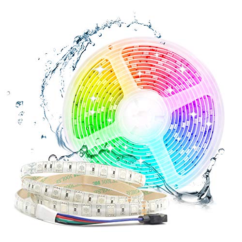 24V LED Strip RGB 5M Wasserdicht IP65 300LEDs 5050SMD LED Streifen Lichtband LED Band Lichterkette Leiste Innen Aussen Deko, RGB, 60leds/M (Auf 12V Netzteil leuchtet nur rot)